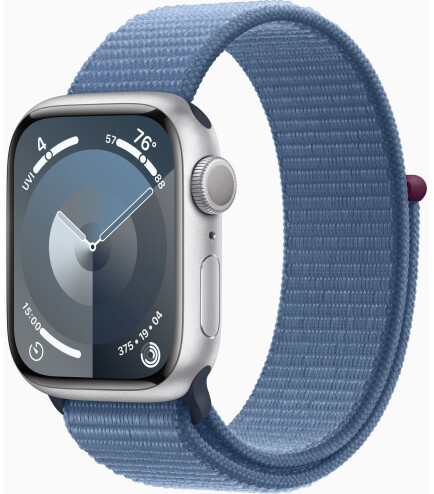 Apple Watch Series 9 GPS 41mm Silver Aluminum Case Winter Blue Sport Band (MR923)
